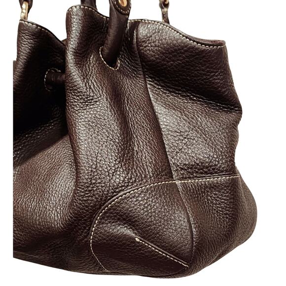 VTG Talbots Brown Pebble Leather Hobo Bucket Shoulder Bag Everyday Streetwear - Picture 6 of 10